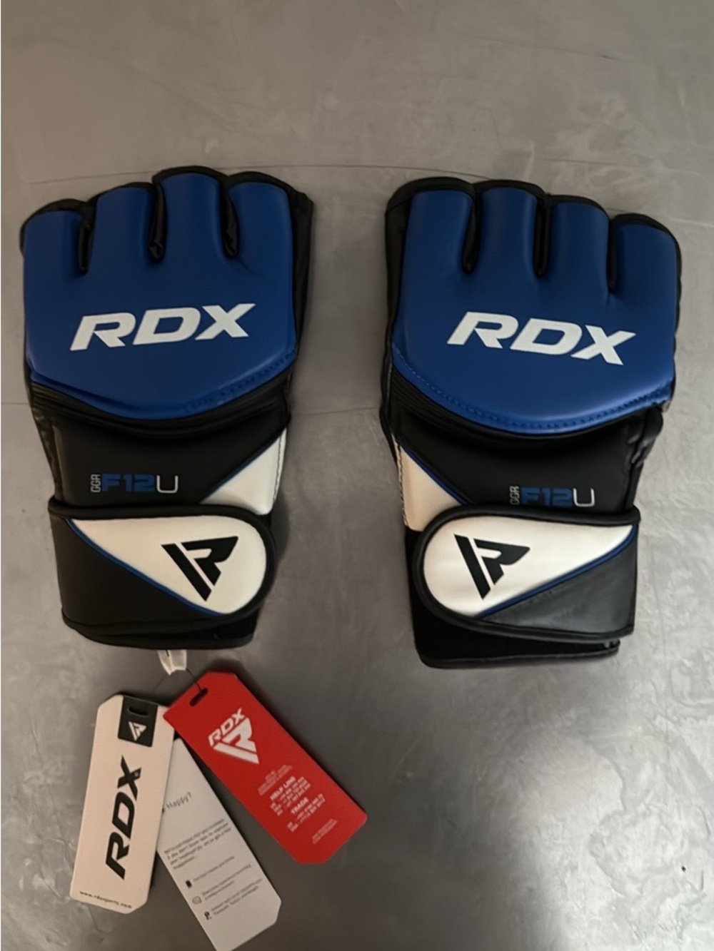 Blue and Black MMA Grappling Gloves -